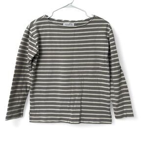 Everlane Heavyweight 100% Cotton Striped Long Sleeve Tee Gray White XS